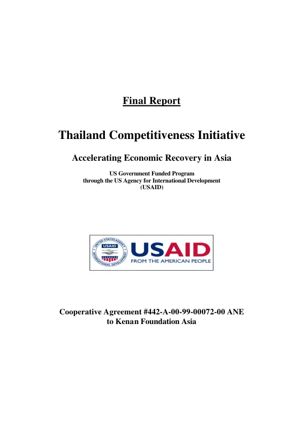 Final report : Thailand competitiveness initiative