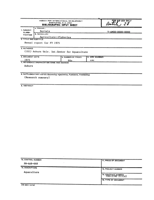 Annual report for FY 1975