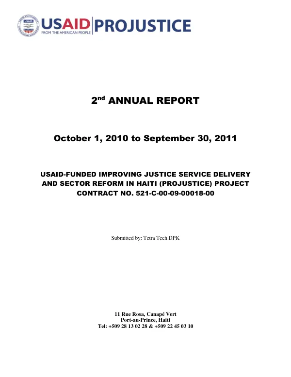 ProJustice Project - 2nd Annual Report (Oct 2010 - Sept 2011)