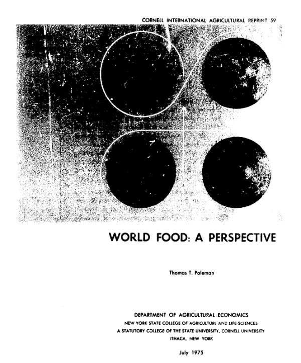 World food, a perspective