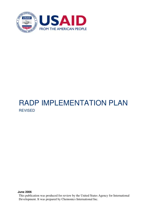 RADP implementation plan : revised