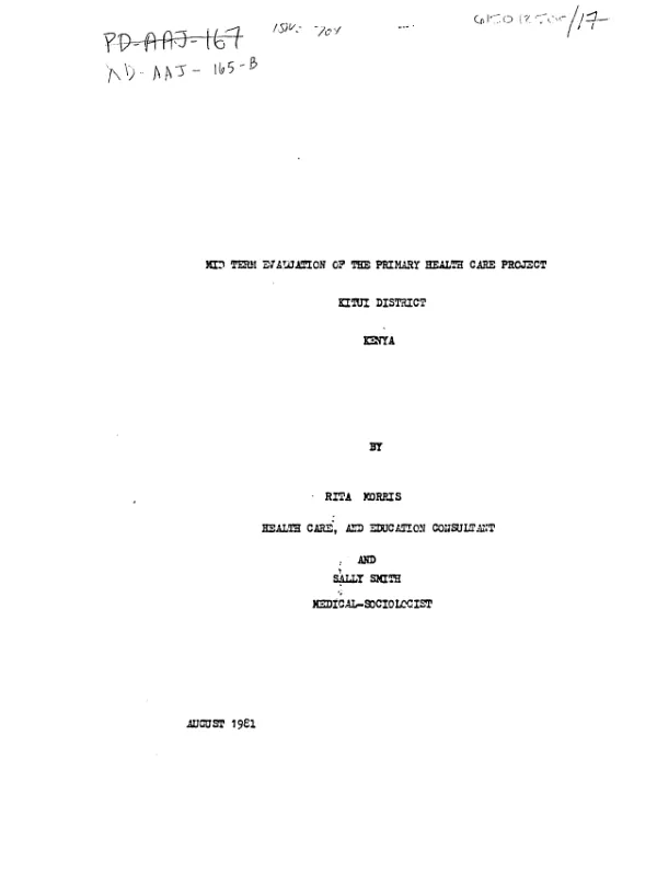 Midterm evaluation of the primary health care project (Kitui district)