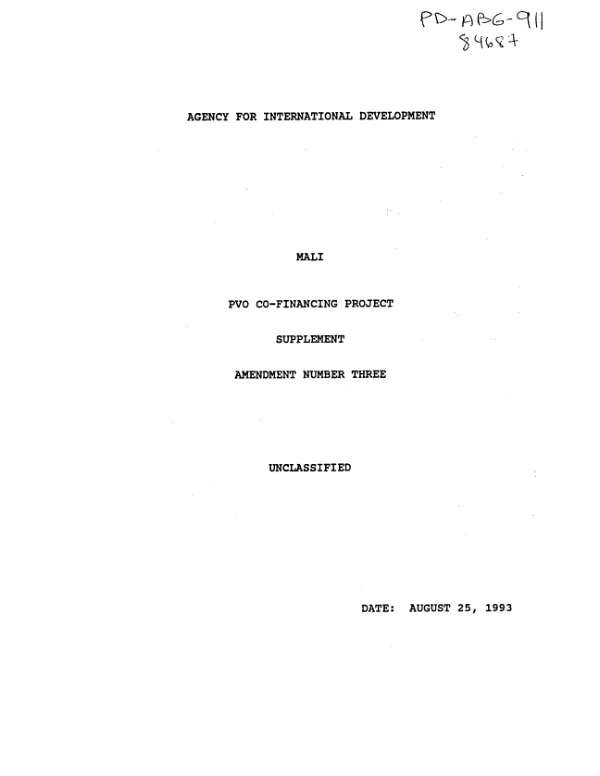 Private voluntary organization co-financing : amendment no. 3