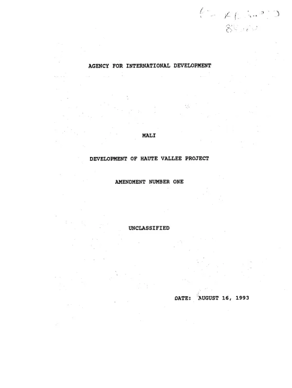 Development of Haute Vallee : amendment no. 1