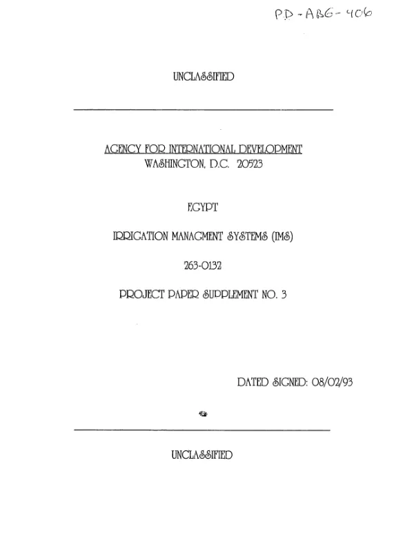 Irrigation management systems [IMS] : amendment no. 3