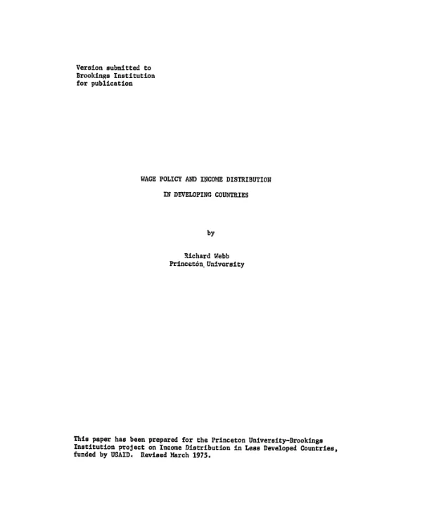 Wage policy and income distribution in developing countries