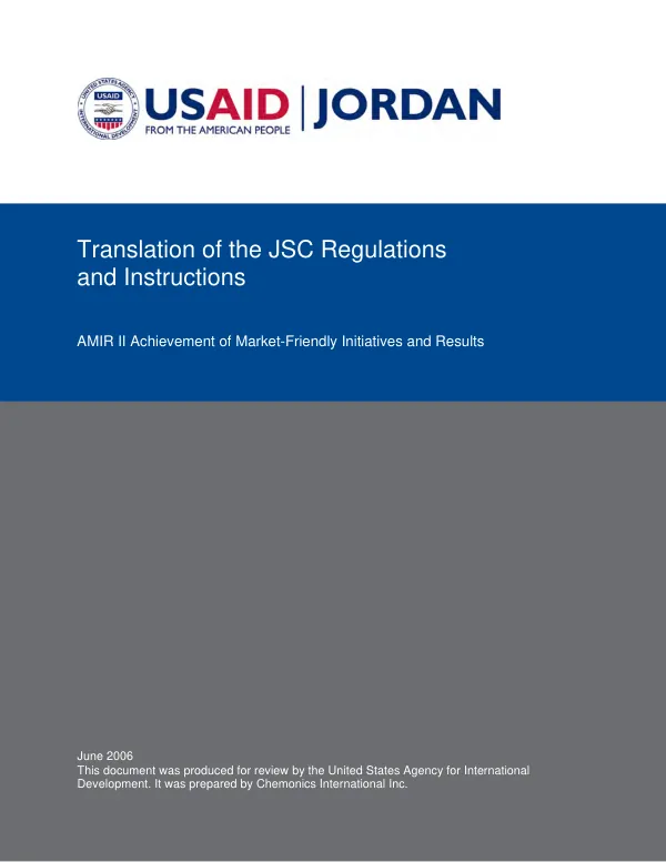 Translation of the JSC regulations and instructions : final report