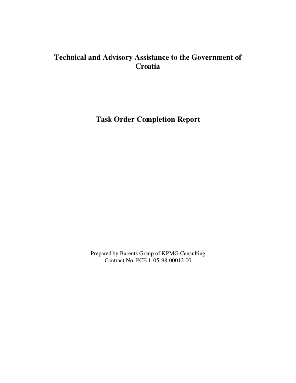 Technical and advisory assistance to the Government of Croatia : task order completion report