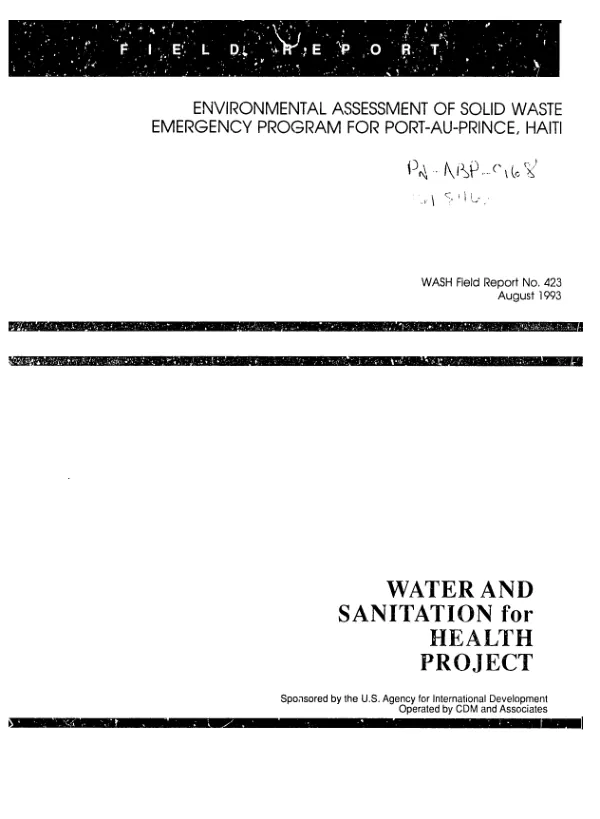 Environmental assessment of solid waste emergency program for Port-au-Prince, Haiti