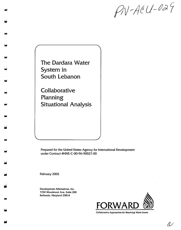 Dardara water system in South Lebanon : collaborative planning situational analysis