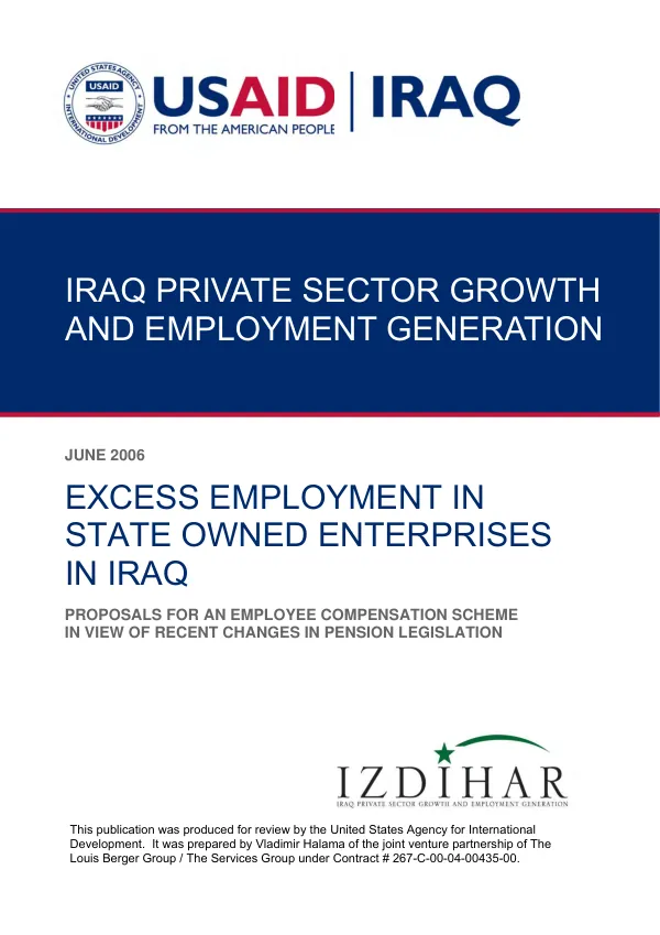 Excess employment in state owned enterprises in Iraq : proposals for an employee compensation scheme in view of recent changes in pension legislation