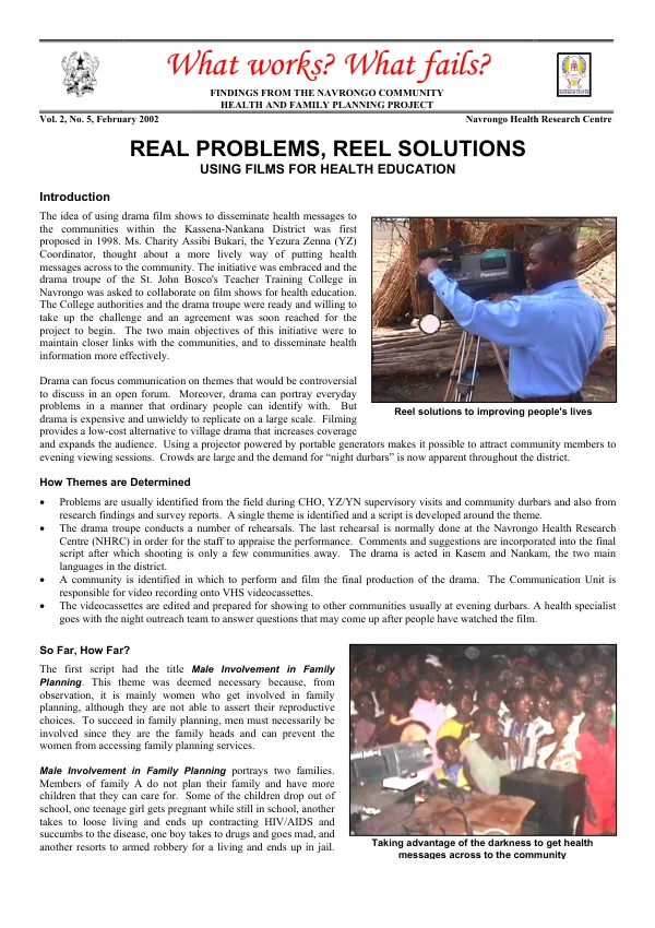 Real problems, reel solutions : using films for health education