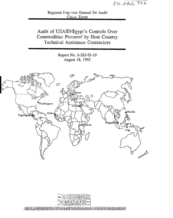 Audit of USAID/Egypt"s controls over commodities procured by host country technical assistance contractors