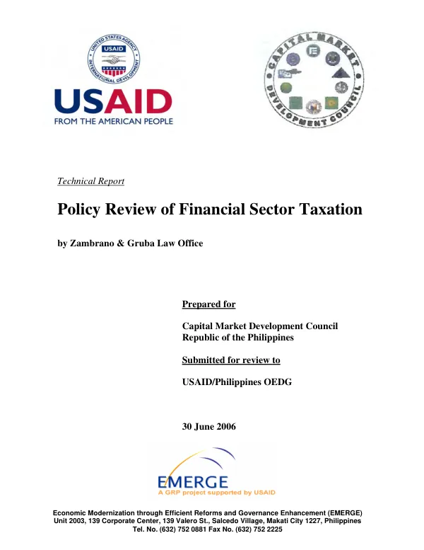 Policy review of financial sector taxation