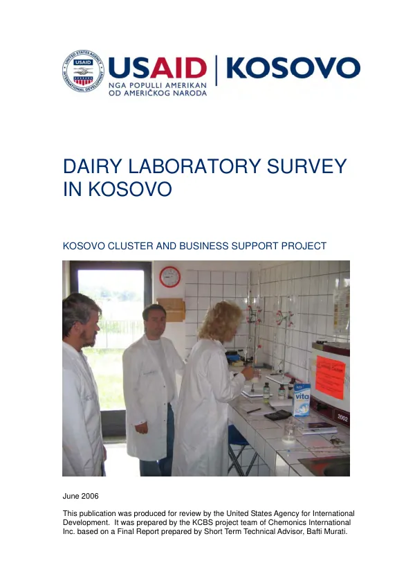 Dairy laboratory survey in Kosovo