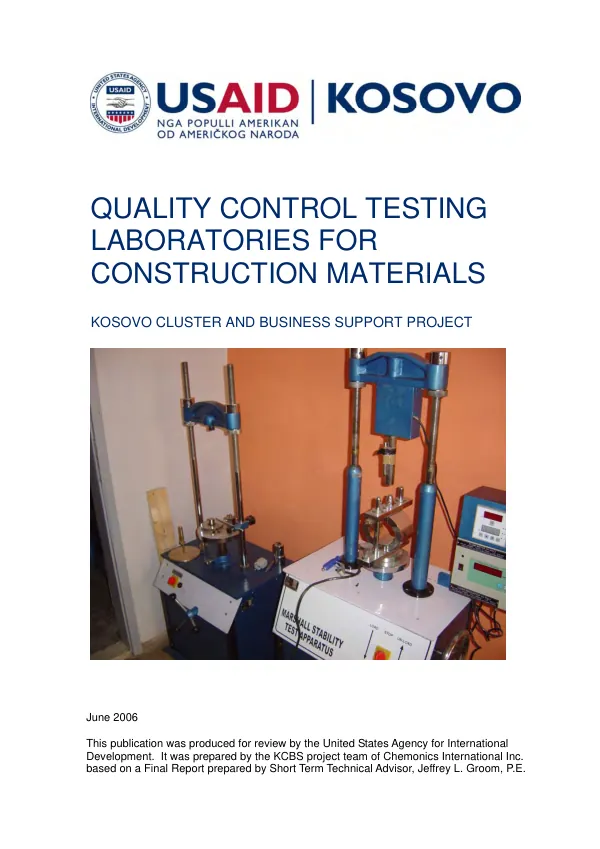 Quality control testing laboratories for construction materials