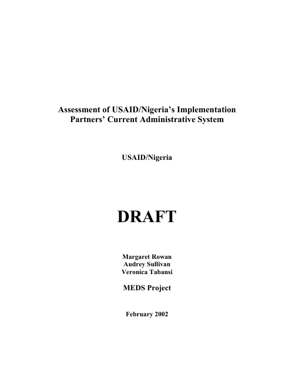 Assessment of USAID/Nigeria"s implementation partners" current administrative system : draft