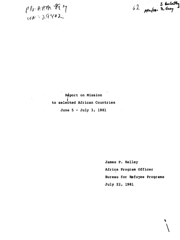 Report on mission to selected African countries