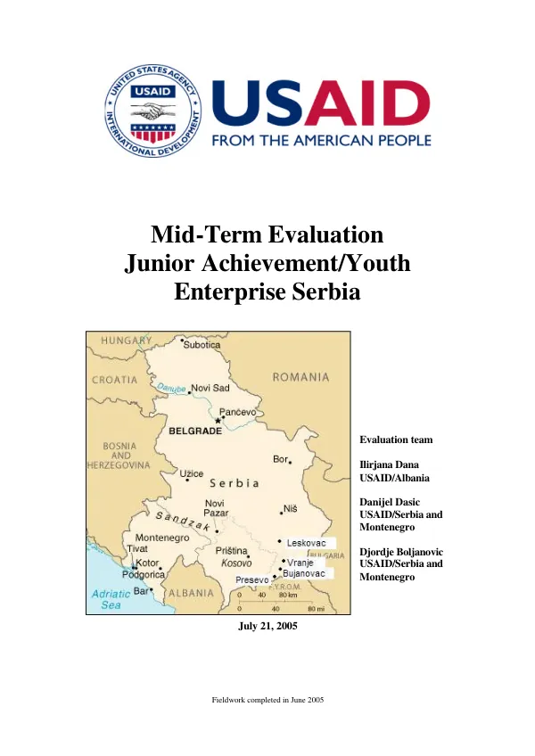 Mid-term evaluation : Junior Achievement/youth enterprise Serbia