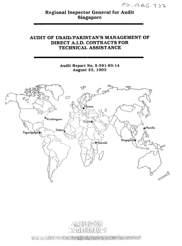 Audit of USAID/Pakistan"s management of direct AID contracts for technical assistance
