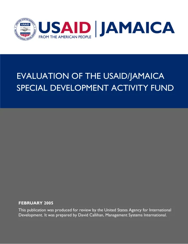 Evaluation of the USAID/Jamaica special development activity fund