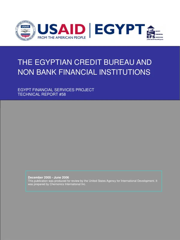 Egyptian credit bureau and non bank financial institutions