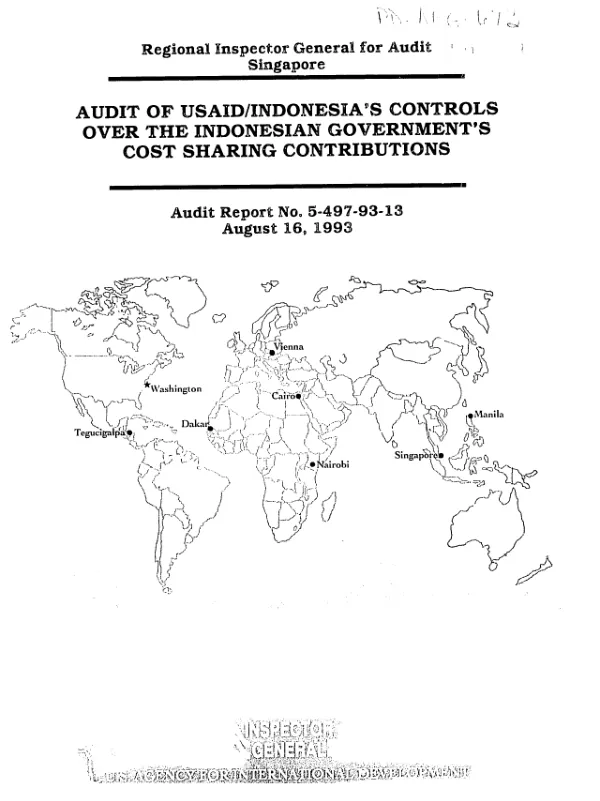 Audit of USAID/Indonesia"s controls over the Indonesian Government"s cost sharing contributions