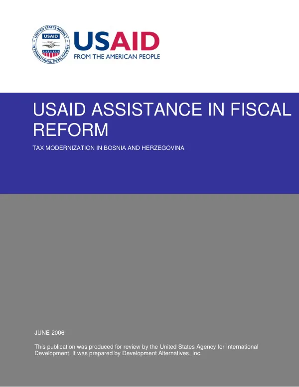 Bosnia and Herzegovina : USAID assistance in tax modernization