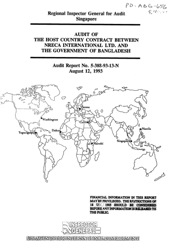 Audit of the host country contract between NRECA International Ltd. and the Government of Bangladesh