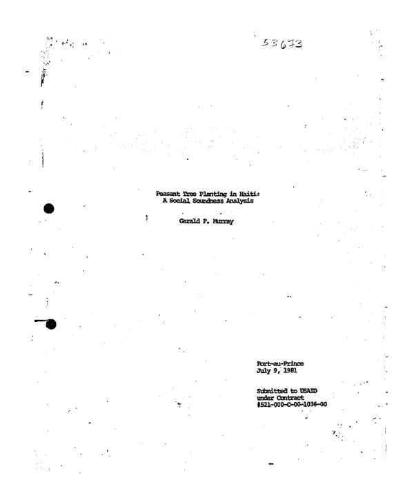 Peasant tree planting in Haiti : a social soundness analysis