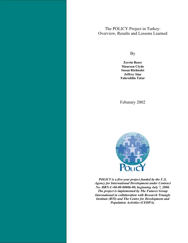POLICY project in Turkey : overview, results and lessons learned
