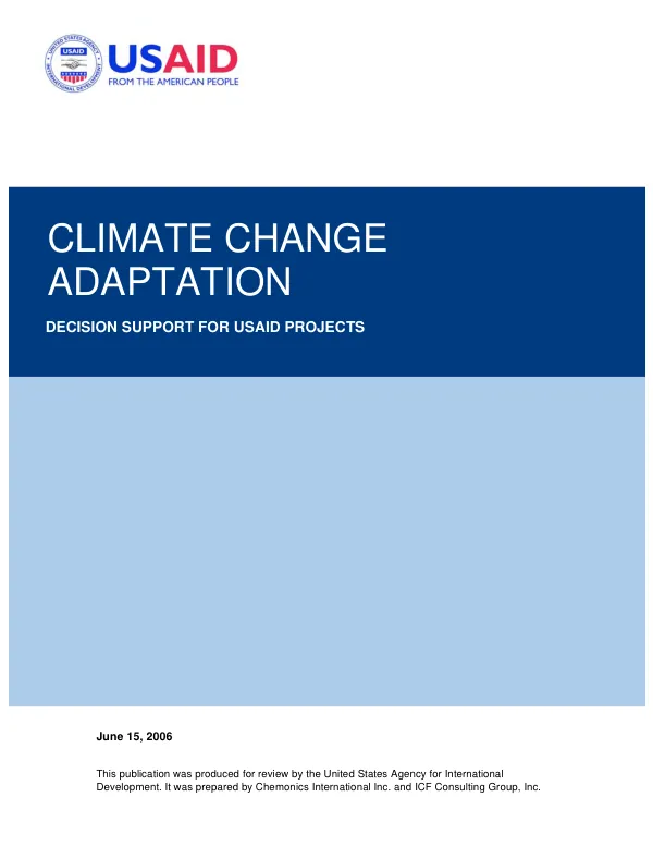 Climate change adaptation : decision support for USAID projects