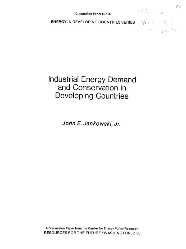 Industrial energy demand and conservation in developing countries