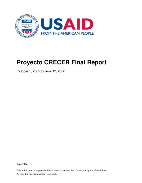 Proyecto CRECER final report : October 1, 2005 to June 19, 2006