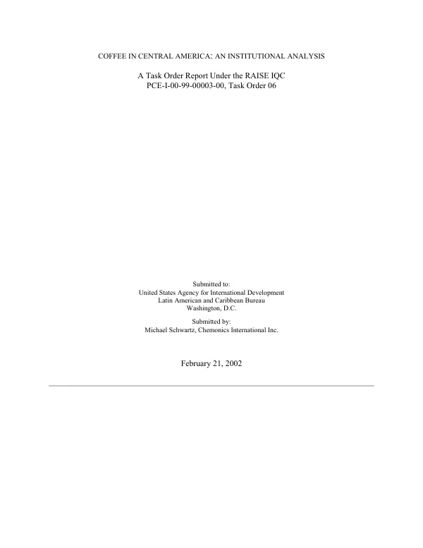 Coffee in Central America : an institutional analysis