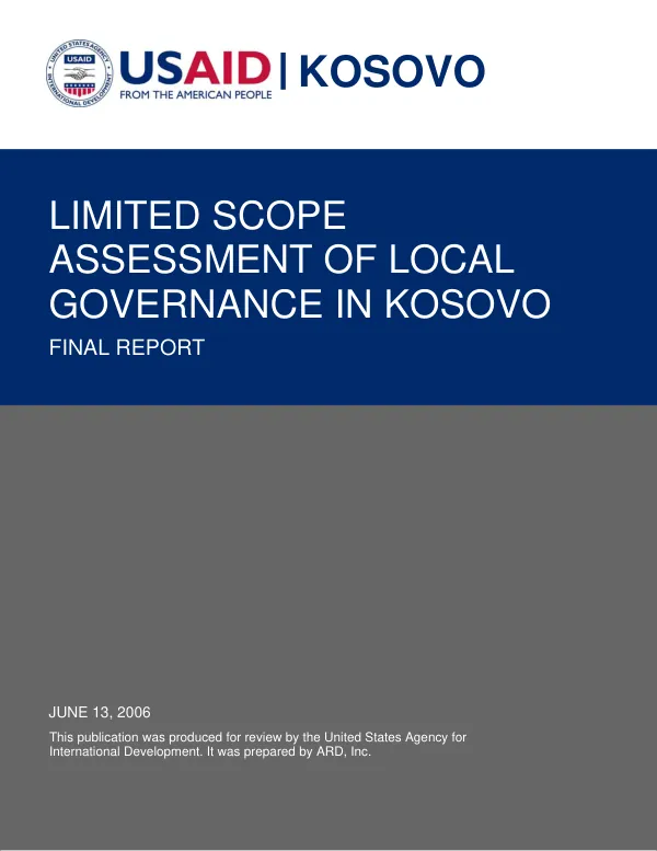 Limited scope assessment of local governance in Kosovo : final report