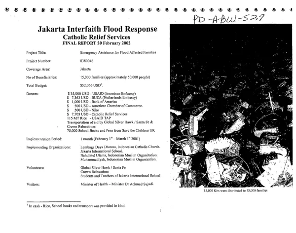 Jakarta interfaith flood response : Catholic Relief Services -- final report