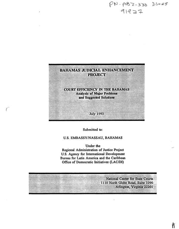 Court efficiency in the Bahamas : analysis of major problems and suggested solutions : final report