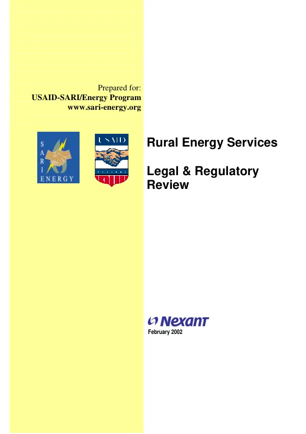 Rural energy services : legal & regulatory review