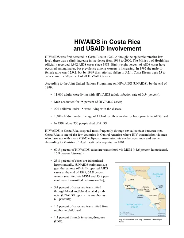 HIV/AIDS in Costa Rica and USAID involvement