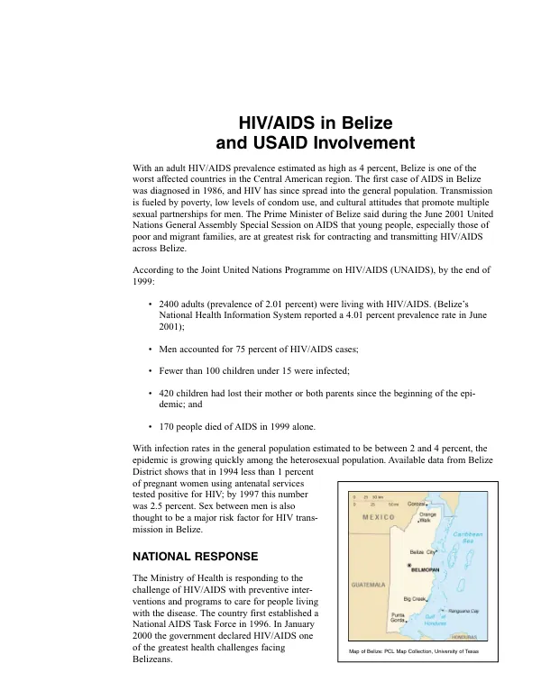 HIV/AIDS in Belize and USAID involvement