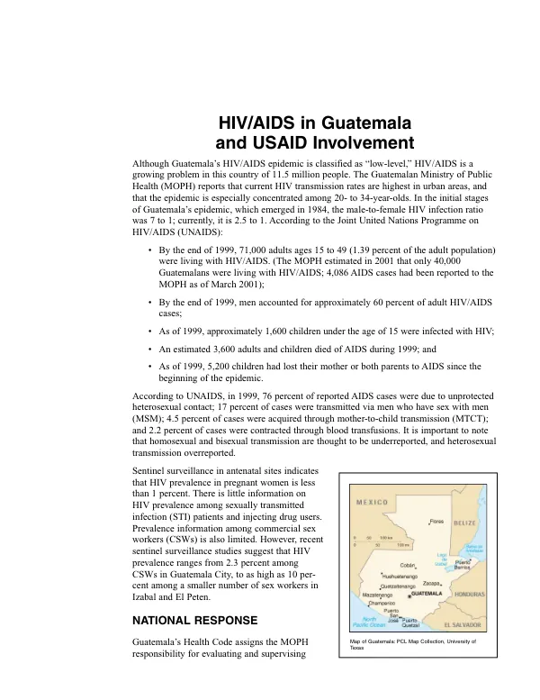 HIV/AIDS in Guatemala and USAID involvement