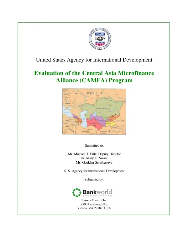 Evaluation of the Central Asia microfinance alliance (CAMFA) program