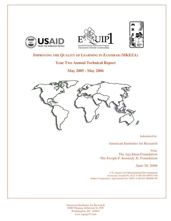 EQUIP1 : improving the quality of learning in Zanzibar (MKEZA) -- year two annual technical report, May 2005-May 2006