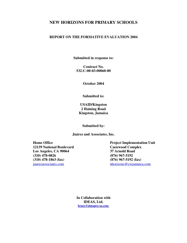 New horizons for primary schools : report on the formative evaluation 2004