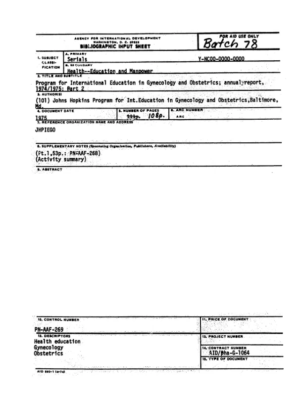 Strengthening nutrition management in the occupied Palestinian territory : grant no. 294-G-00-04-00208-00