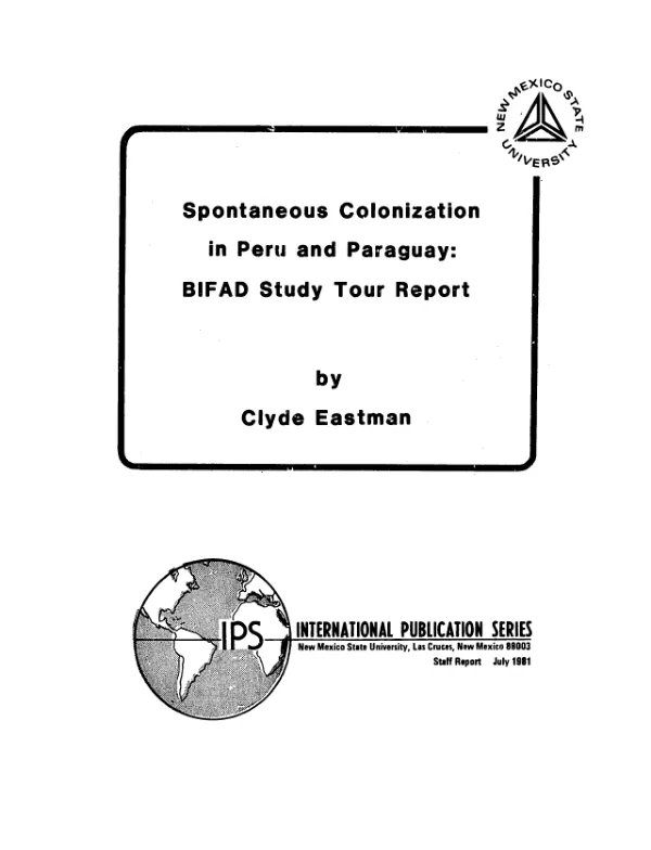 Spontaneous colonization in Peru and Paraguay : BIFAD study tour report