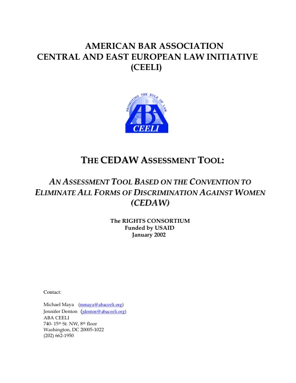 The CEDAW assessment tool : an assessment tool based on the Convention to Eliminate All Forms of Discrimination Against Women (CEDAW)