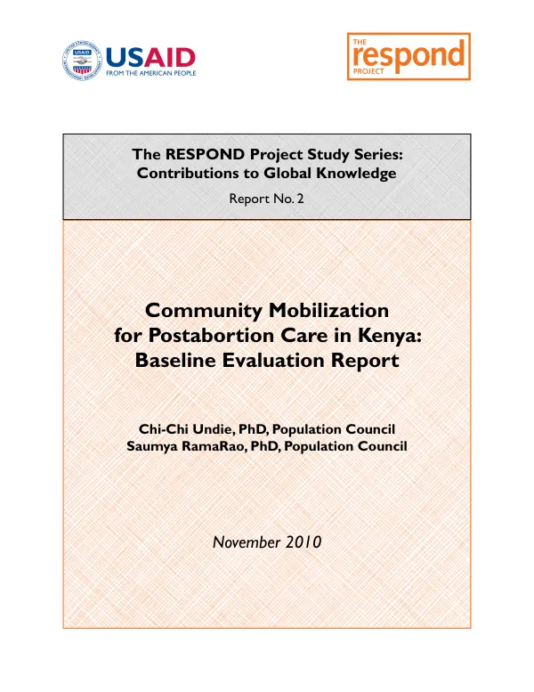 Community Mobilization for Postabortion Care in Kenya: Baseline Evaluation Report