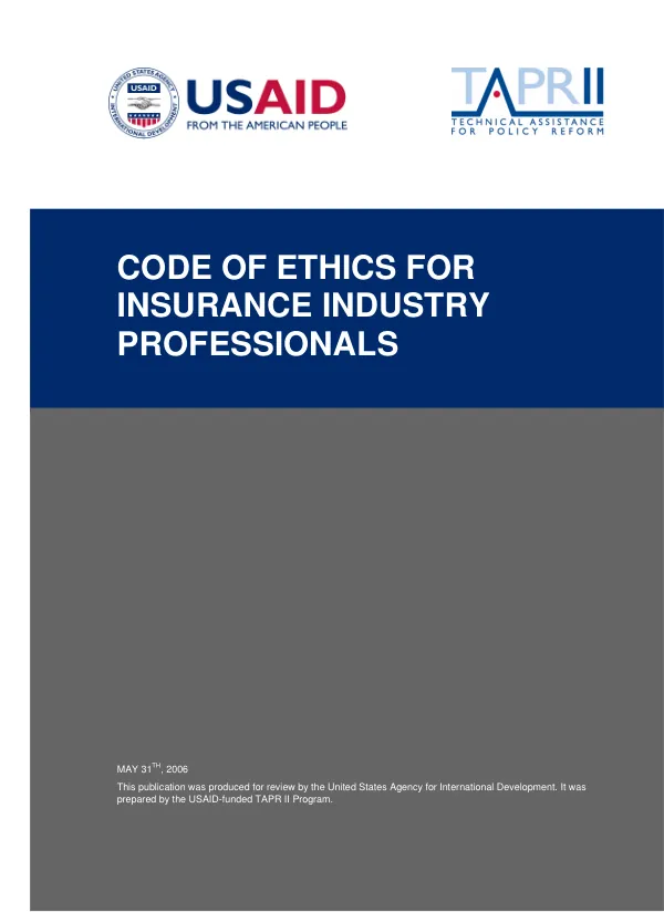 Code of ethics for insurance industry professionals